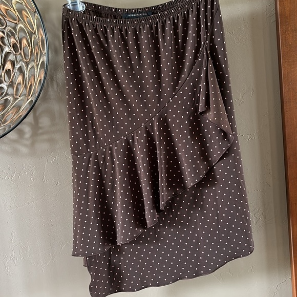 Cocoa brow with pink polka dots skirt BCBG Maxazria Sz Small - Picture 2 of 16